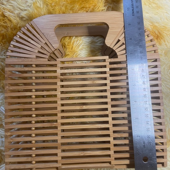 Vince Camuto Bayne Bamboo Purse Clutch Bag Double Handle - Picture 3 of 3